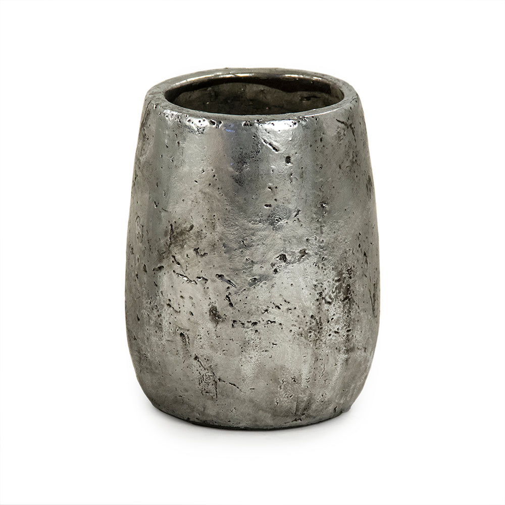 Distressed Metallic Vase