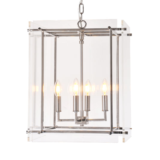 Acrylic Box on Chrome Pendant Light