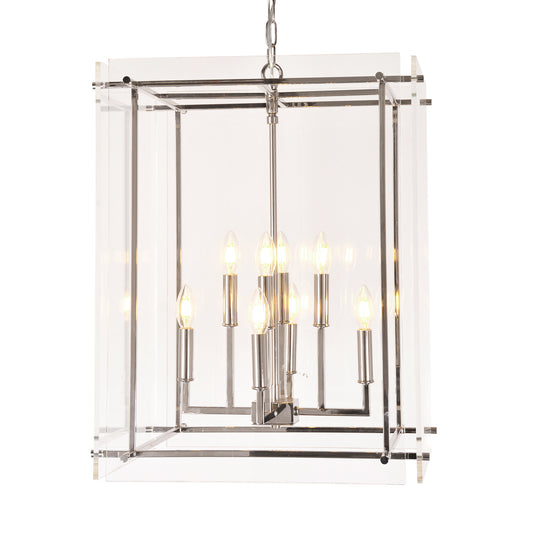 Acrylic Box on Chrome Pendant Light Large