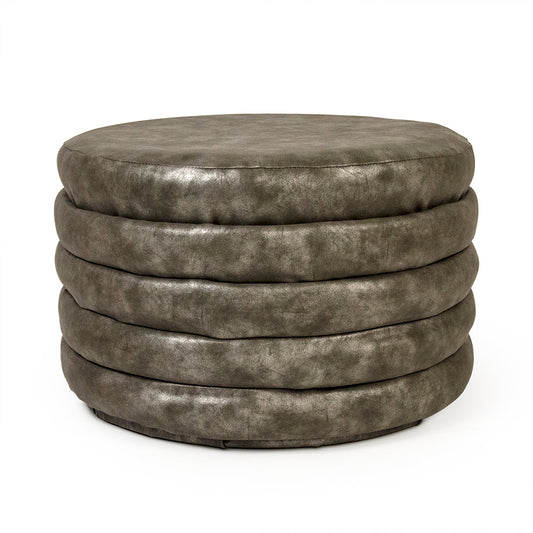 Distressed Grey PU Ottoman