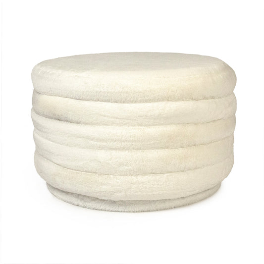 White Faux Fur Ottoman