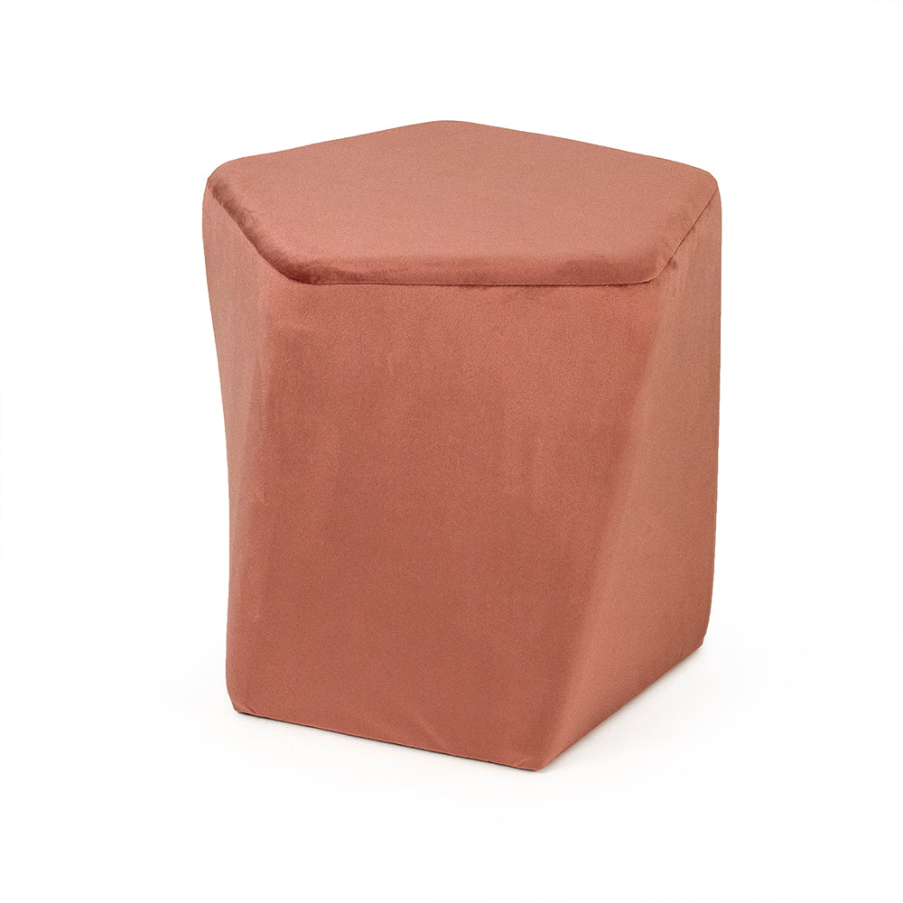 Mauve Rose Velvet Twisted Pentagon Stool