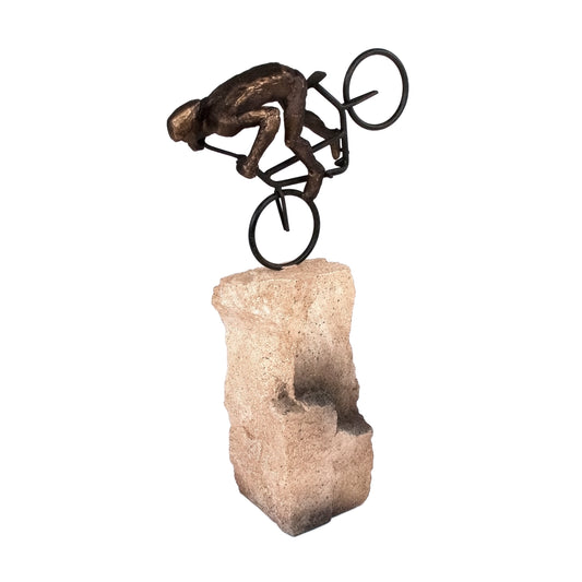 Nose Wheelie Biker on Rock Figurine