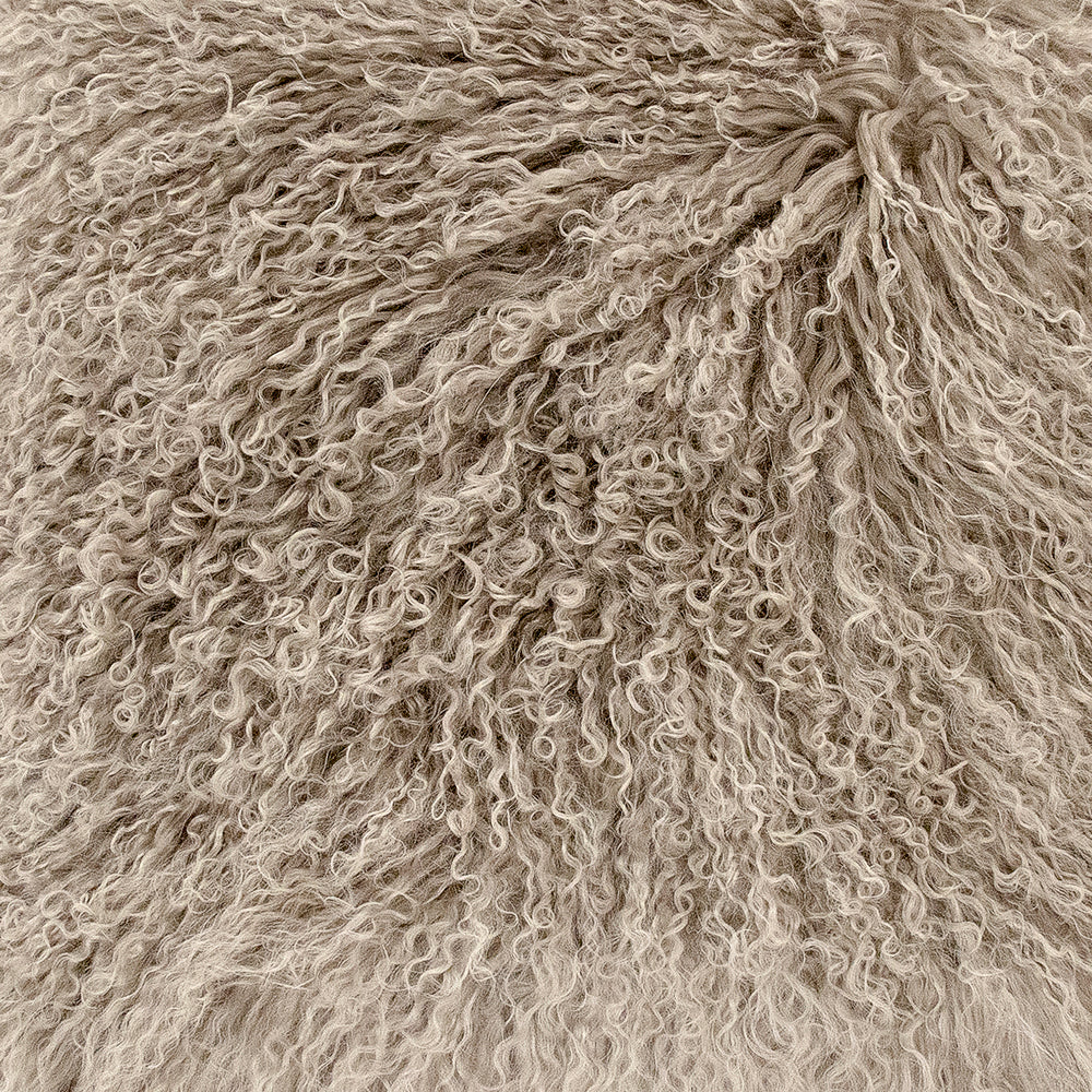 20" x 20" Tibetan Light Grey Lamb Fur Pillow